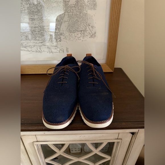 Cole Haan Men Zerogrand Stitchlite Oxford Size 10.5 Navy Marine Knit Casual Shoe - Picture 3 of 9